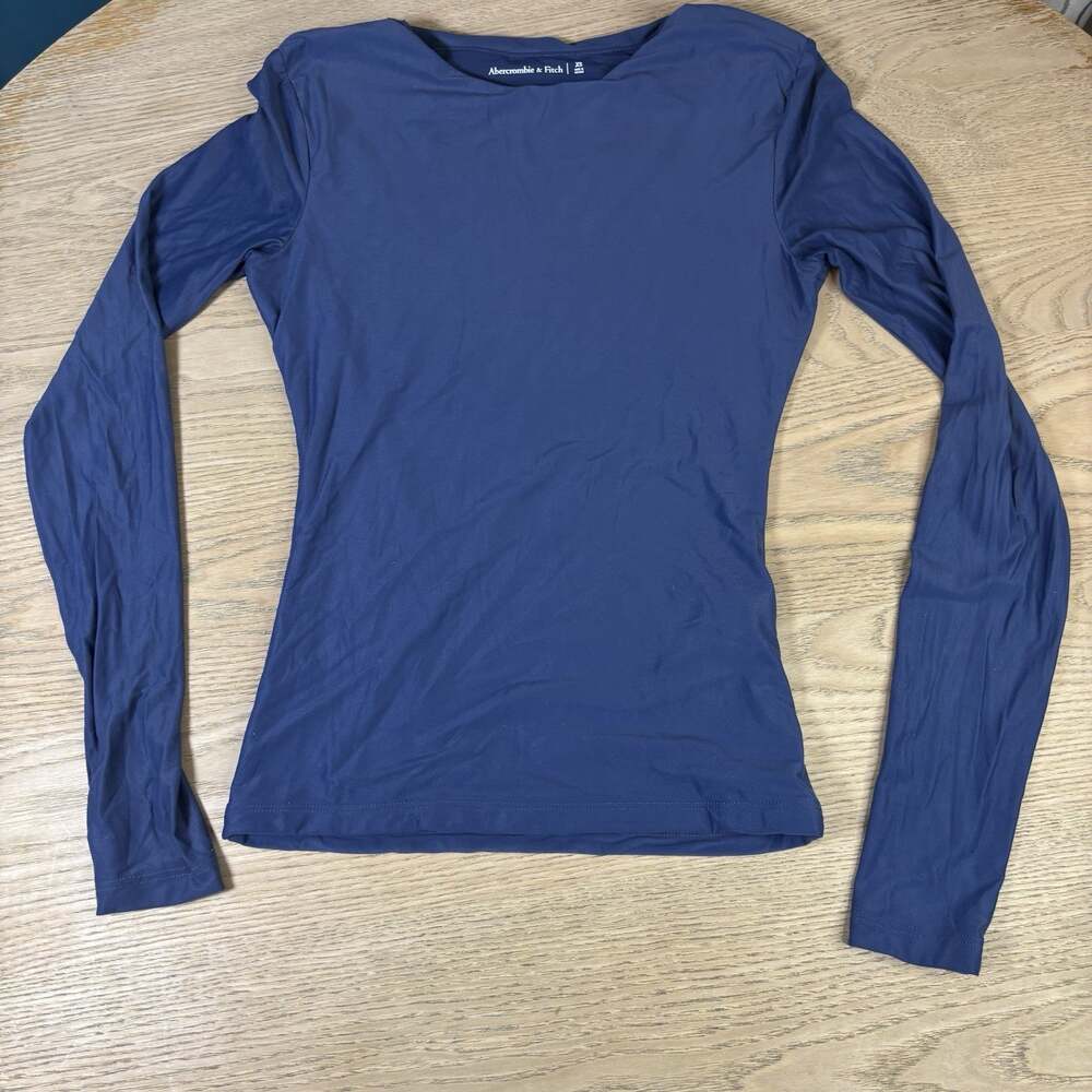 ABERCROMBIE & FITCH Women’s Blue Long Sleeve XS Stretchy Top Shirt Blue